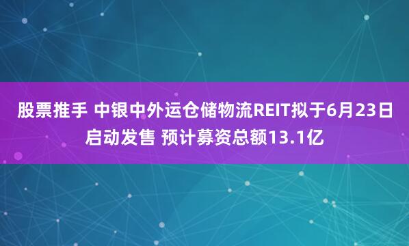 股票推手 中银中外运仓储物流REIT拟于6月23日启动发售 预计募资总额13.1亿